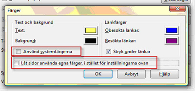 Inställningar för att välja egen färg Inställningar för att välja egen färg
