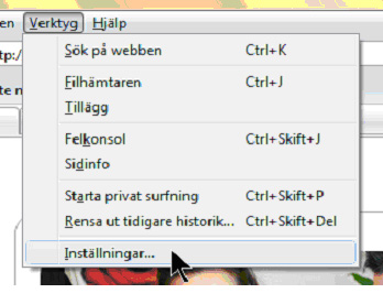 Bilden visar vart du hittar "Inställningar" Bilden visar vart du hittar Inställningar