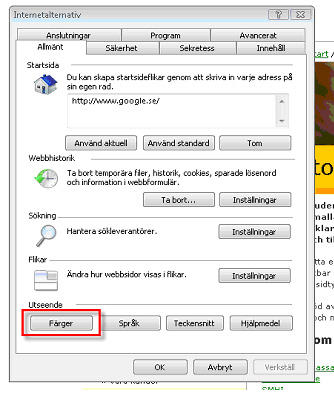Bilden visar vart du hittar knappen "Färger" Bilden visar vart du hittar knappen "Färger"