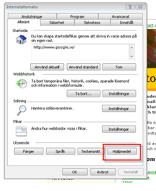 Bilden visar vart du hittar knappen "hjälpmedel" Bilden visar vart du hittar knappen "hjälpmedel"